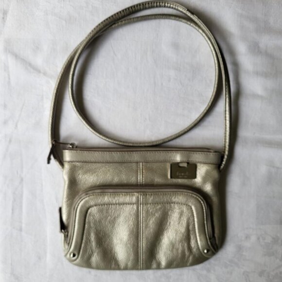Leather Metallic Tignanello Crossbody Bag - Picture 1 of 11